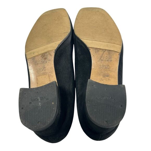 Gucci Suede Horsebit Loafer Size 6.5 Black Block Heel Size 36.5 IT - Picture 6 of 11